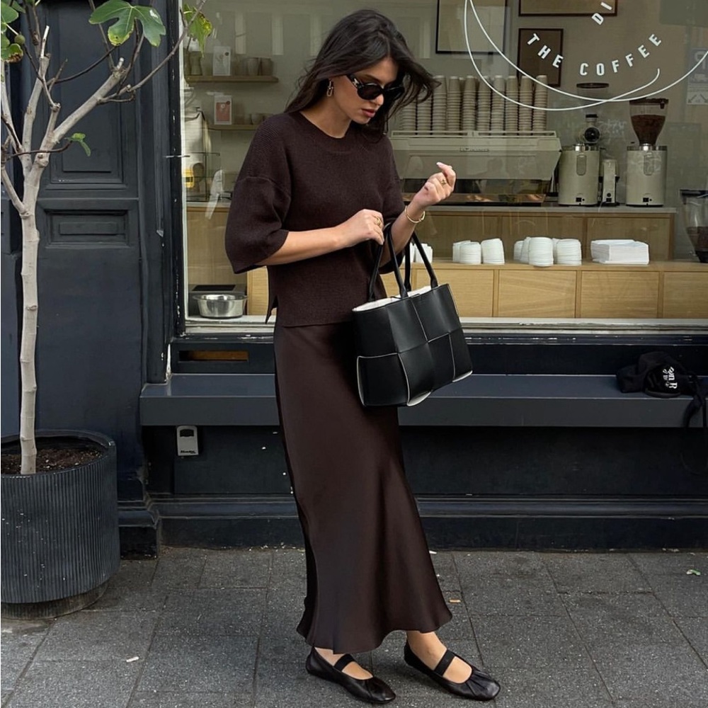 ZARA satin effect midi skirt